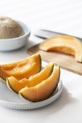 Sliced Cantaloupe on a plate