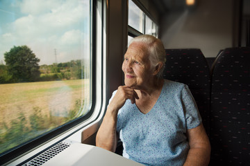 Elderly Woman in the train