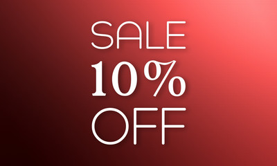 Sale 10% Off - white text on red background