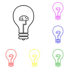 Element of Light bulb with a brain in multi colored icons. Premium quality graphic design icon. Simple icon for websites, web design, mobile app, info graphics