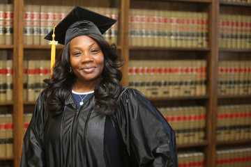 Young attractive African American female student, college graduate, law degree, professional career