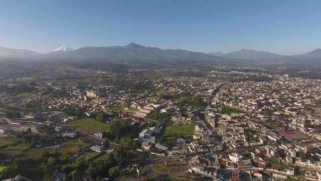 Aerial view of Sangolqui, Ecuador. In the Inter-Andean valley near Quito, Ecuador. 