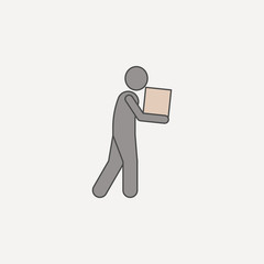 man in hand carries box 2 colored line icon. Simple colored element illustration. man in hand carries box outline symbol design from carrying and picking box set