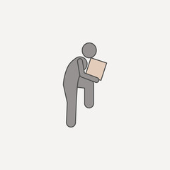 man is holding box on knees 2 colored line icon. Simple colored element illustration. man is holding box on knees outline symbol design from carrying and picking box set