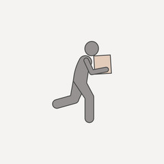 man runs with box 2 colored line icon. Simple colored element illustration. man runs with box outline symbol design from carrying and picking box set