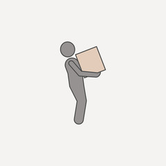 man carries box 2 colored line icon. Simple colored element illustration. man carries box outline symbol design from carrying and picking box set