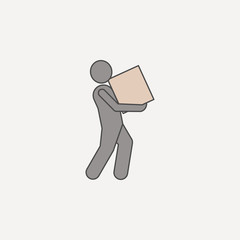 man carries box 2 colored line icon. Simple colored element illustration. man carries box outline symbol design from carrying and picking box set