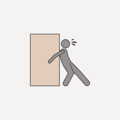 person assiduously pushes box 2 colored line icon. Simple colored element illustration. person assiduously pushes box outline symbol design from carrying and picking box set