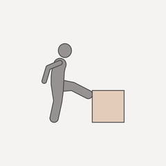 man pushes box with foot 2 colored line icon. Simple colored element illustration. man pushes box with foot outline symbol design from carrying and picking box set