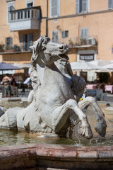 Detail from the  Fountain of Neptune (Fontana del Nettuno), which is a fountain located at the north end of the Piazza Navona.