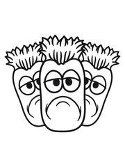 3 freunde team crew party gesicht lustig comic cartoon clipart kopf traurig müde design unglücklich cool