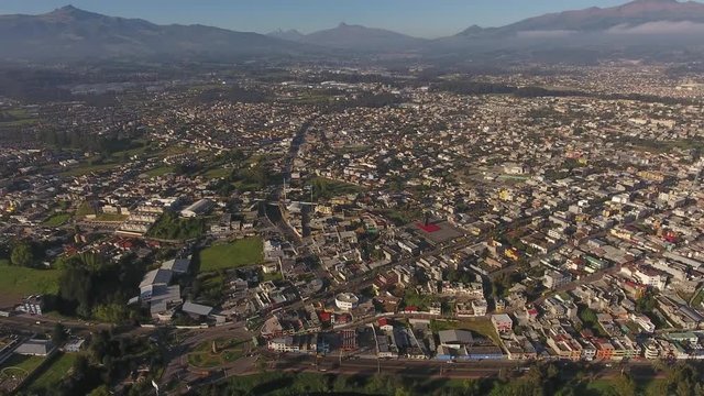 Aerial view of Sangolqui, Ecuador. In the Inter-Andean valley near Quito, Ecuador.