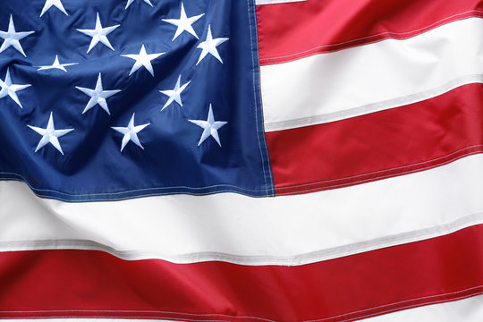 American flag as background, top view. National symbol