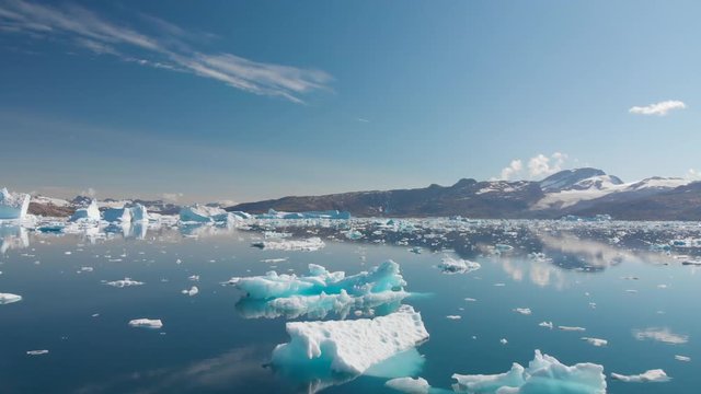 Aerial View of Icebergs in Johan Petersen Fjord East Greenland
