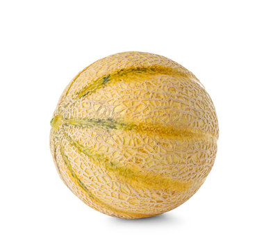 Whole tasty ripe melon on white background