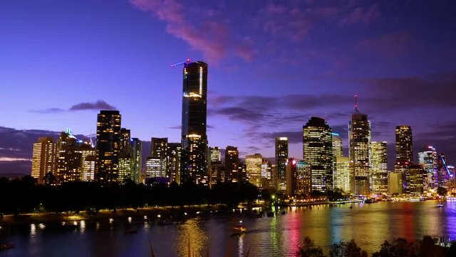 Brisbane Skyline Sunset Timelapse