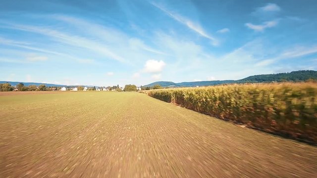 flying near corn feeld 2 no shadow form the areal aircraft