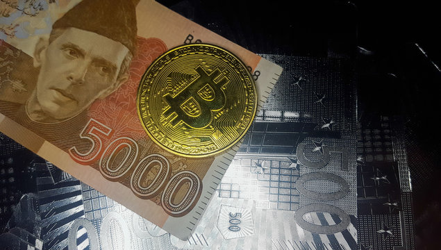 BitCoin On The Five Thousand Pakistani Rupees Note