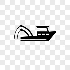 Fishing boat vector icon isolated on transparent background, Fishing boat logo design
