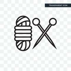 Knitting neddles vector icon isolated on transparent background, Knitting neddles logo design