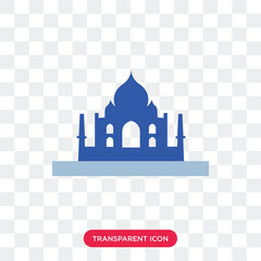Taj mahal vector icon isolated on transparent background, Taj mahal logo design