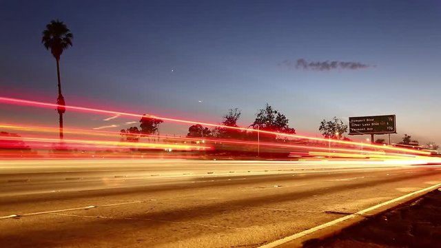 A Time Lapse Of Los Angeles Freeway 101 On Street Level