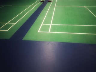 Fototapeta na wymiar line on green badminton court