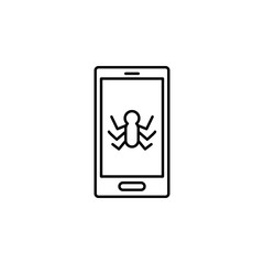 bugs in phone icon. Element of crime and punishment icon for mobile concept and web apps. Thin line bugs in phone icon can be used for web and mobile