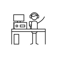 radio DJ icon. Element of human hobbies icon for mobile concept and web apps. Thin line radio DJ icon can be used for web and mobile