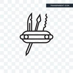 Swiss army knife vector icon isolated on transparent background, Swiss army knife logo design