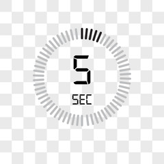 The 5 seconds vector icon isolated on transparent background, The 5 seconds logo design