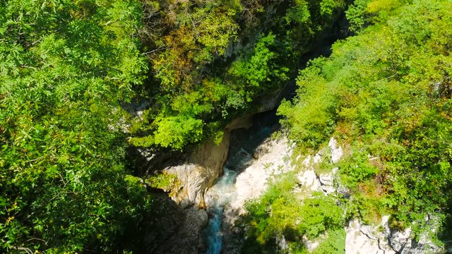 river canion with cliffs ana rocks top view
