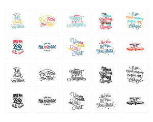 mixed various text words sentence typography typographic writing script font image vector icon symbol set