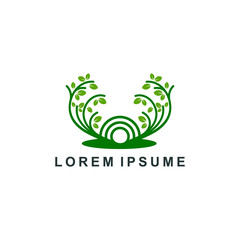 Obraz premium natural wood logo. nature tree icon symbol, organic farm vector illustration