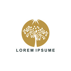 Obraz premium natural wood logo. nature tree icon symbol, organic farm vector illustration