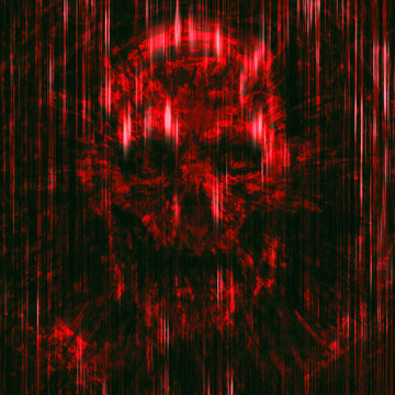 Terrible skull abstraction. Red color.