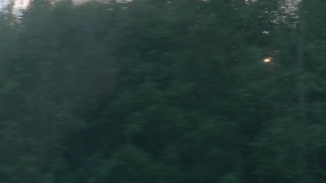 Sun bursting through trees, filmed from car in northern parts of Sweden.