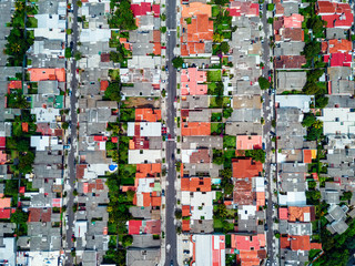A view directly above a suburban area in El Salvador, Central America