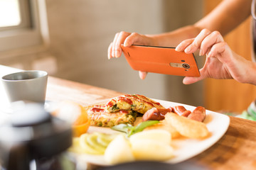 taking photo at breakfast