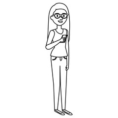 young woman with glasses character