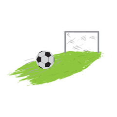 Soccer field with ball and net