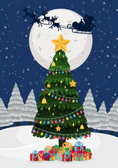 Fototapeta na wymiar A christmas tree at night
