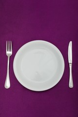 Table Setting with Plate, Fork and Knife