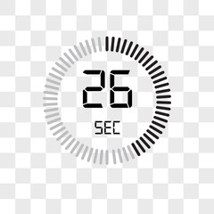 The 26 seconds vector icon isolated on transparent background, The 26 seconds logo design