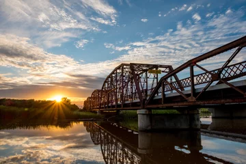 Fotobehang Originele brug langs Route 66 bij Lake Overholser in Oklahoma City © Russell