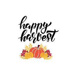 Fototapeta premium Happy harvest lettering card 
