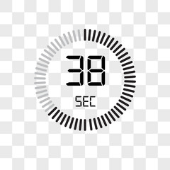 The 38 seconds vector icon isolated on transparent background, The 38 seconds logo design