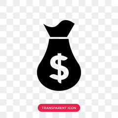 Obraz premium Money bag vector icon isolated on transparent background, Money bag logo design