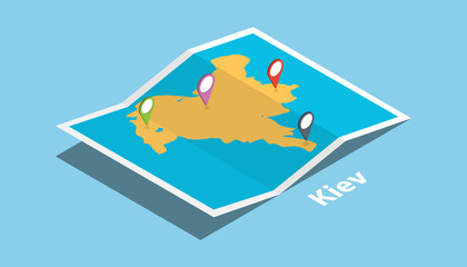 explore kiev or kyiv maps with isometric style and pin location tag on top