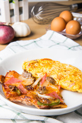 omelette and pizza for breakfast
